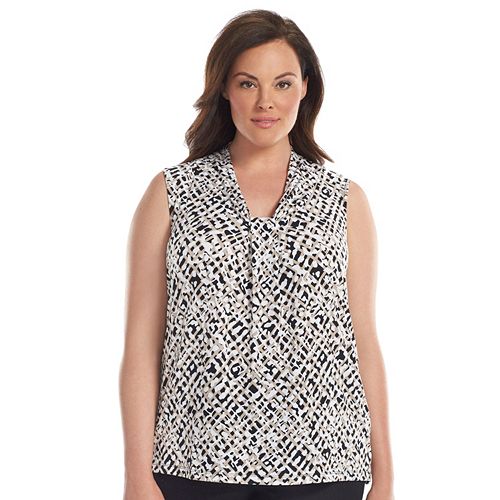 Plus Size Dana Buchman Printed Knot Front Top 9331