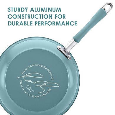 Rachael Ray Classic Brights Hard Enamel Aluminum Nonstick Set Frying Pan Set, 9.25-Inch & 11-Inch