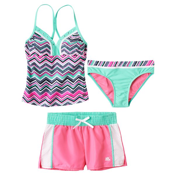 Girls 7-16 ZeroXposur Chevron 3-pc. Tankini Swimsuit Set