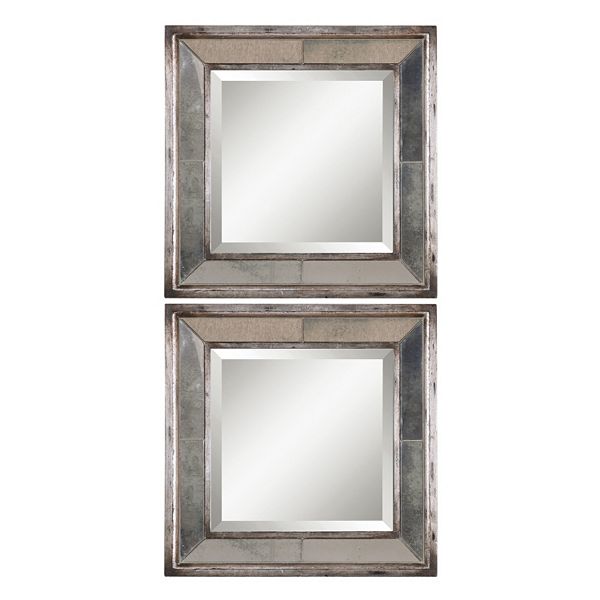 Davion 2 Piece Square Wall Mirror Set, Decorative Wall Mirrors Set Of 2