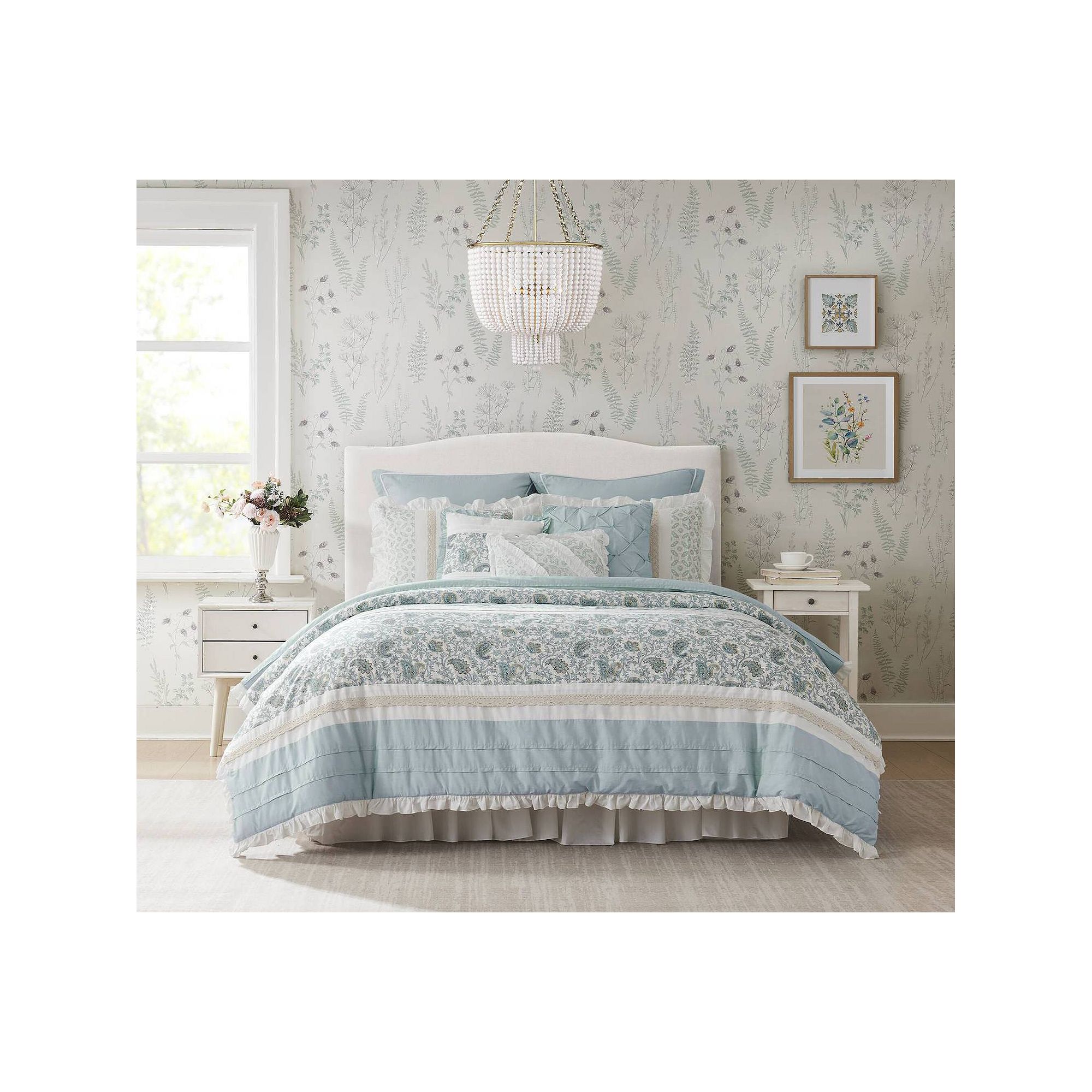 Madison Park Vanessa 9-piece Cotton Comforter Set with Throw Pillows, Blue