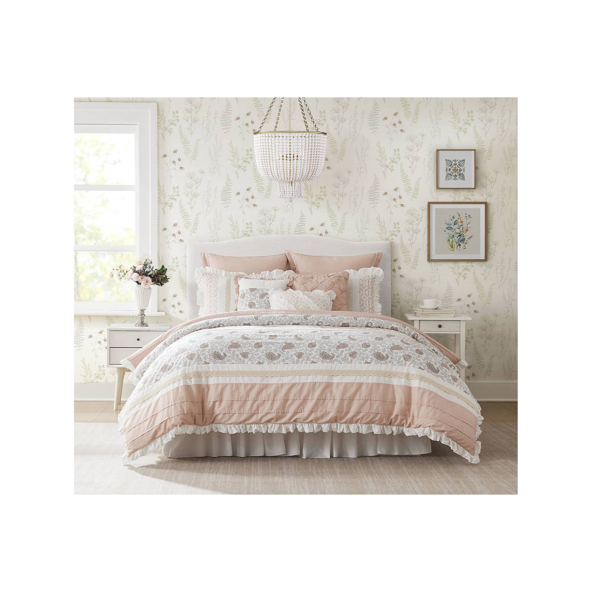 Madison Park Vanessa 9-piece Cotton Comforter Set with Throw Pillows, Blush