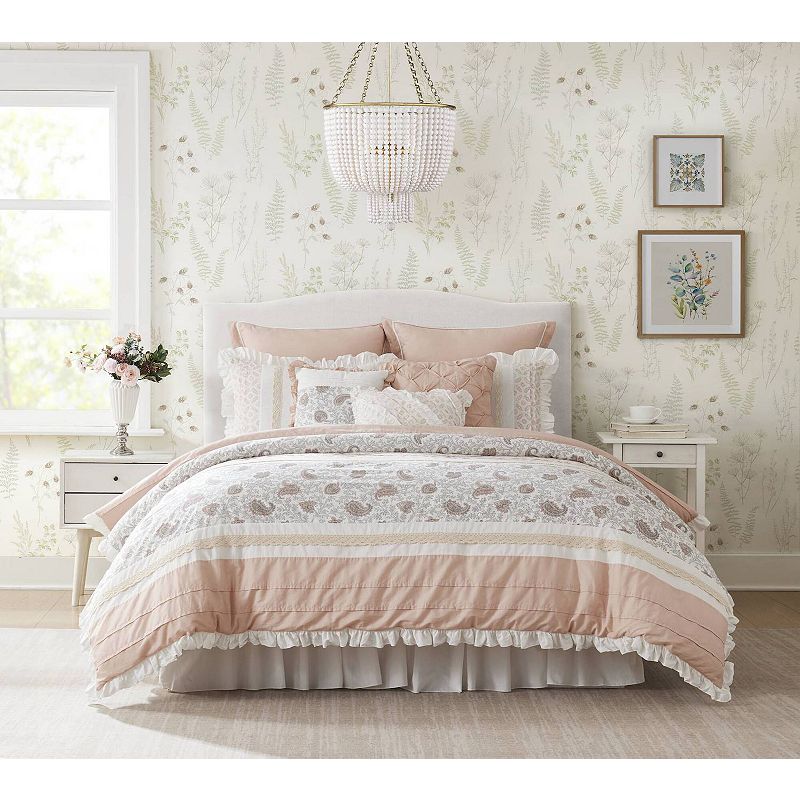 King 9pc Stella Cotton Percale Comforter Set Blush