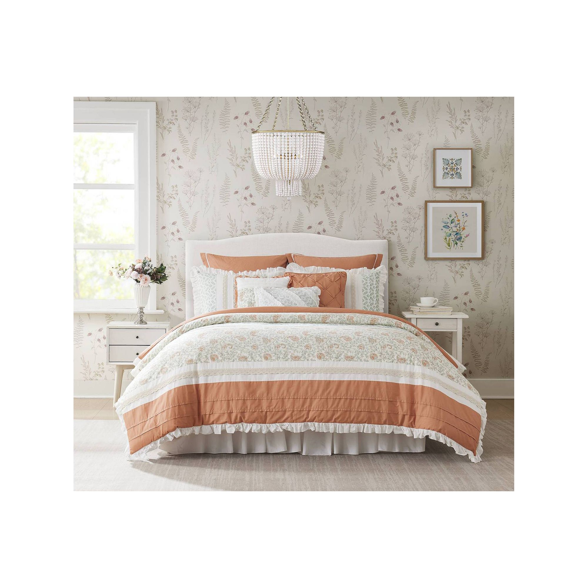 Madison Park Vanessa 9-piece Cotton Comforter Set with Throw Pillows, Pink