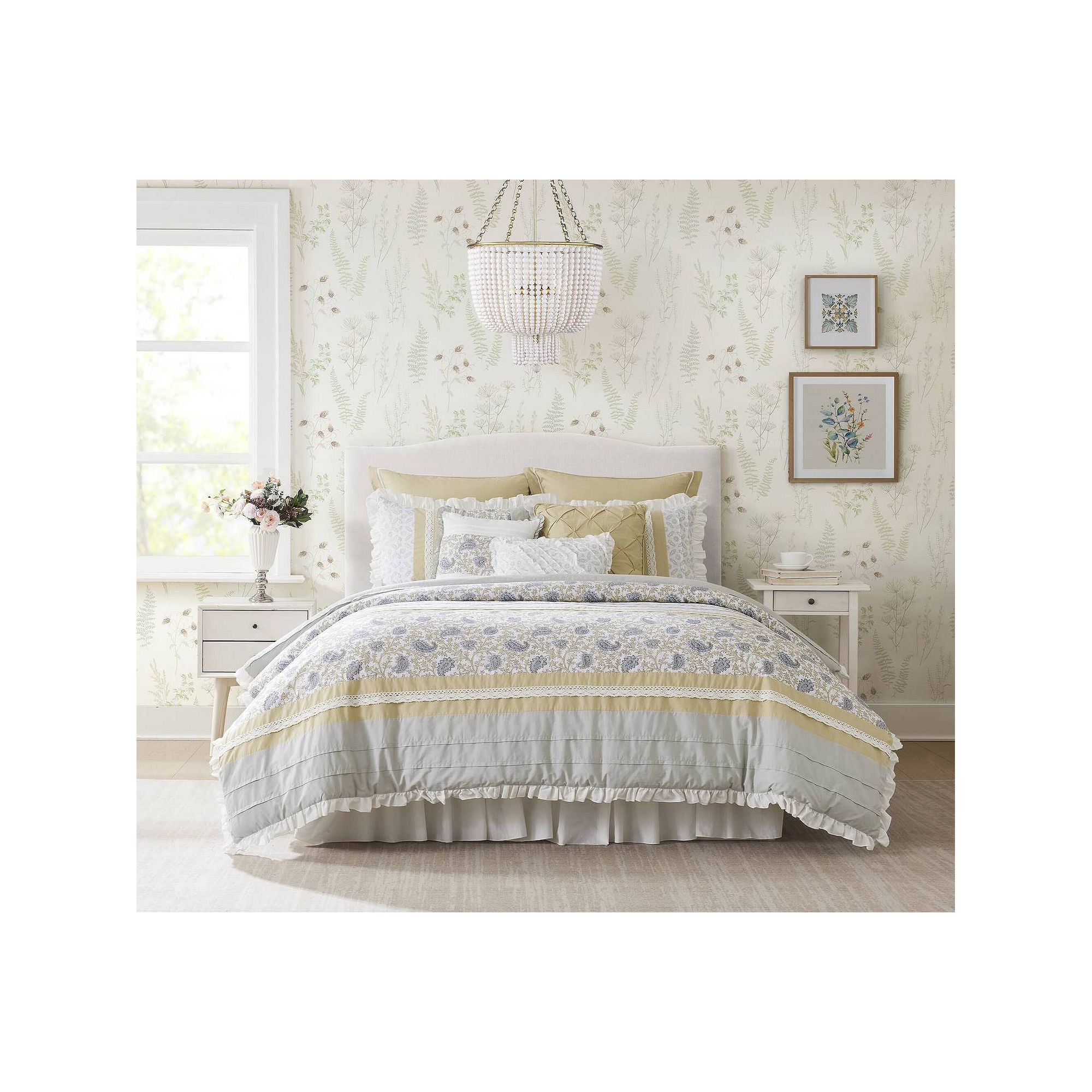 Madison Park Vanessa 9-piece Cotton Comforter Set with Throw Pillows, Yello