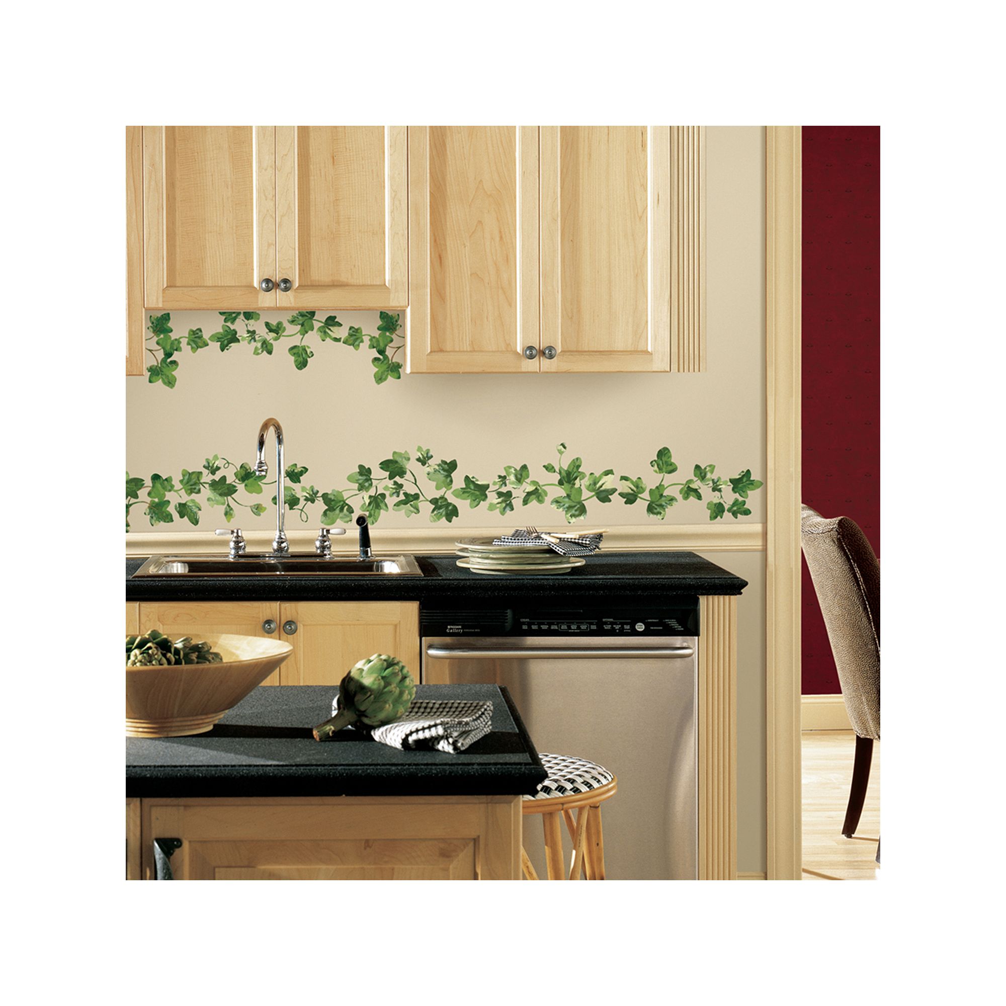 Painterly Ivy Peel & Stick Wall Decals, Green