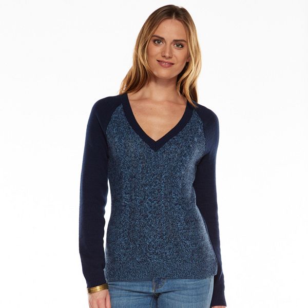 Women's Chaps Marled Cable-Knit Sweater
