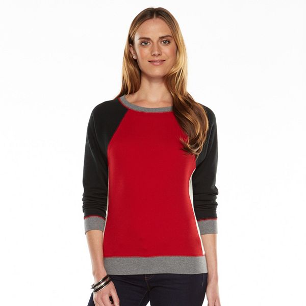 Chaps Colorblock Fleece Sweatshirt - Women's