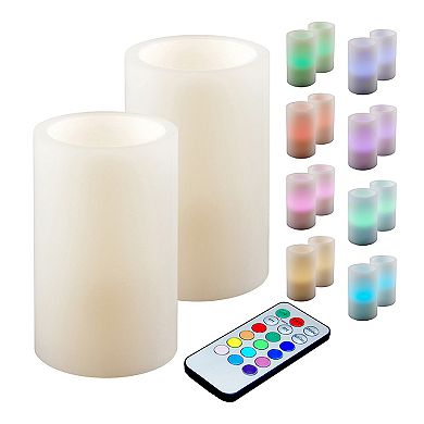 LumaBase 3-piece Color-Changing LED Pillar Candle Set