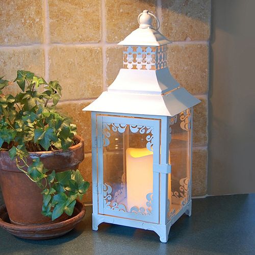 LumaBase 2piece Metal Lantern & LED Pillar Candle Set