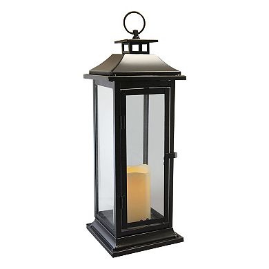 LumaBase Metal Lantern and LED Pillar Candle 2-piece Set