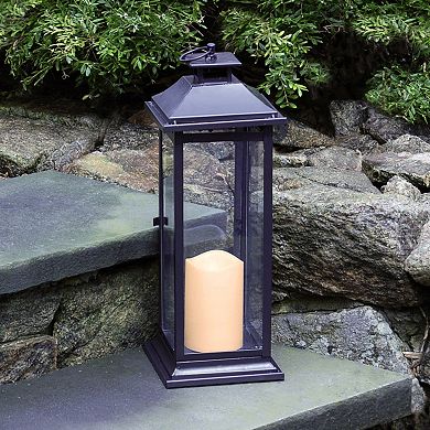 LumaBase Metal Lantern and LED Pillar Candle 2-piece Set