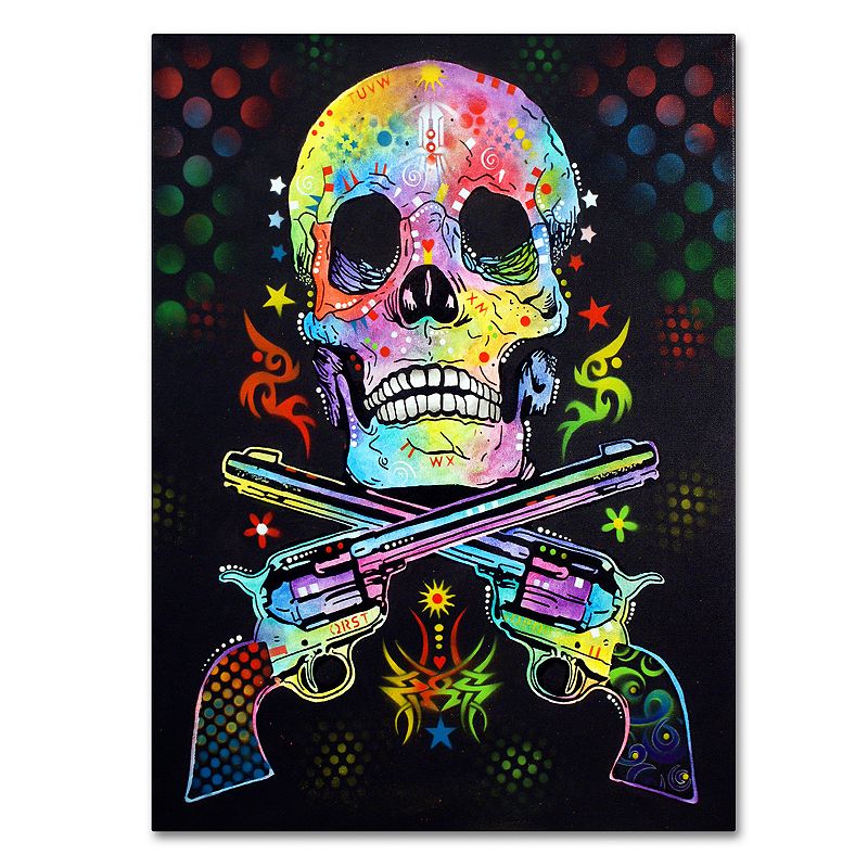 24 x 18 Skull and Guns Canvas Wall Art, Multicolor, 18X24