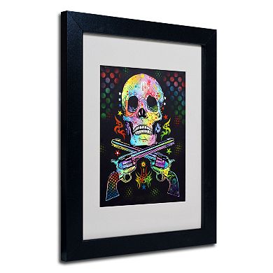 14'' x 11'' ''Skull and Guns'' Framed Canvas Wall Art