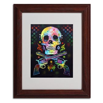 14'' x 11'' ''Skull & Guns'' Framed Canvas Wall Art