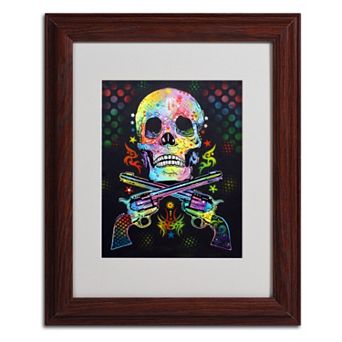 14'' x 11'' ''Skull & Guns'' Framed Canvas Wall Art