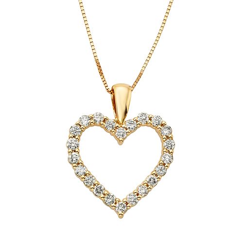 1/2 Carat T.W. IGL Certified Diamond 14k Gold Heart Pendant Necklace