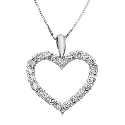 1 Carat T.W. IGL Certified Diamond 14k Gold Heart Pendant Necklace