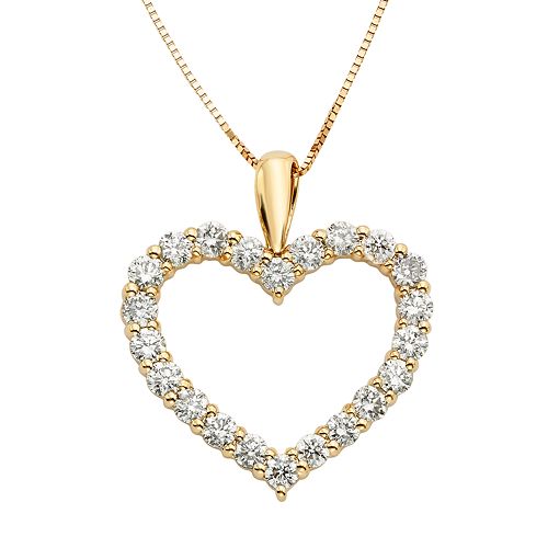 1 Carat T.W. IGL Certified Diamond 14k Gold Heart Pendant Necklace