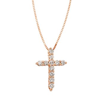 The Regal Collection 1/4 Carat T.W. IGL Certified Diamond 14k Gold Cross Pendant Necklace