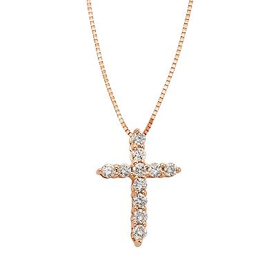 The Regal Collection 1 4 Carat T.W. IGL Certified Diamond 14k Gold Cross Pendant Necklace