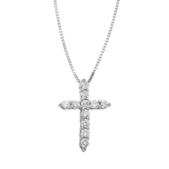 The Regal Collection 1/4 Carat T.W. IGL Certified Diamond 14k Gold Cross Pendant Necklace
