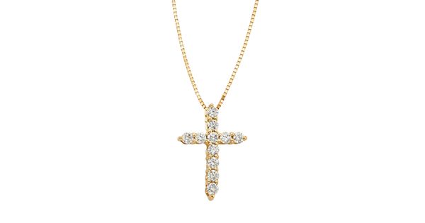 1/4 Carat T.W. IGL Certified Diamond 14k Gold Cross Pendant Necklace