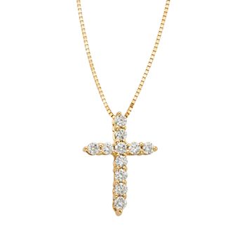 The Regal Collection 1/4 Carat T.W. IGL Certified Diamond 14k Gold Cross Pendant Necklace