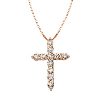 The Regal Collection 1/2 Carat T.W. IGL Certified Diamond 14k Gold Cross Pendant Necklace