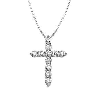 The Regal Collection 1/2 Carat T.W. IGL Certified Diamond 14k Gold Cross Pendant Necklace