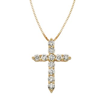 The Regal Collection 1/2 Carat T.W. IGL Certified Diamond 14k Gold Cross Pendant Necklace
