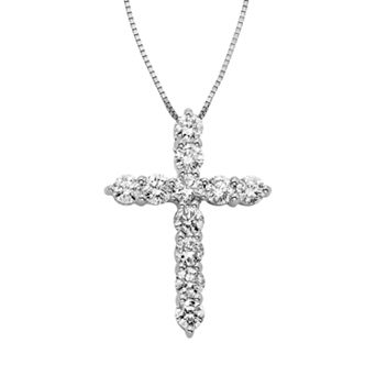 The Regal Collection 1 Carat T.W. IGL Certified Diamond 14k Gold Cross Pendant Necklace