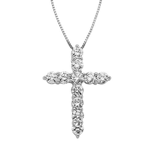 1 Carat T.W. IGL Certified Diamond 14k Gold Cross Pendant Necklace