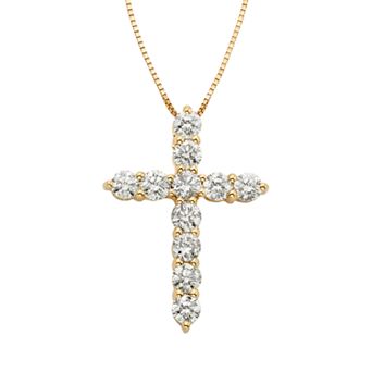 The Regal Collection 1 Carat T.W. IGL Certified Diamond 14k Gold Cross Pendant Necklace
