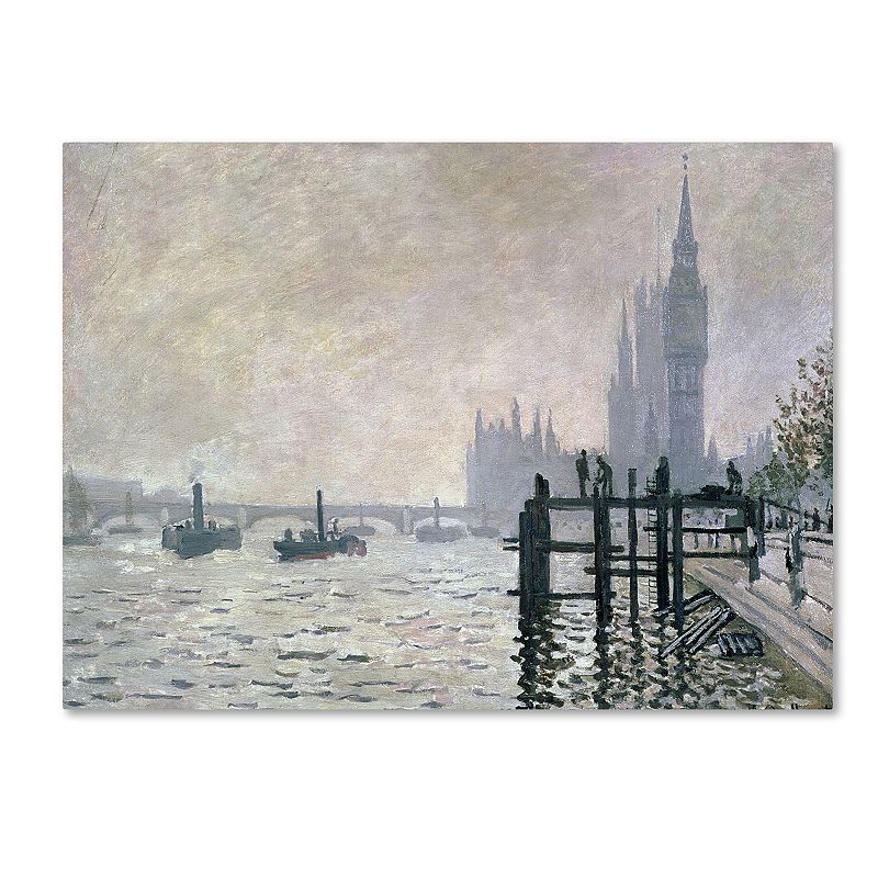 14 x 19 The Thames Below Westminster Canvas Wall Art by Claude Mone