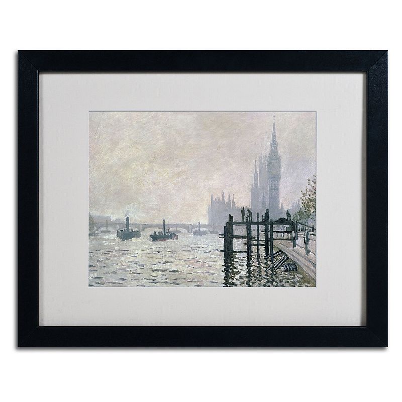 16 x 20 The Thames Below Westminster Framed Canvas Wall Art by Cla