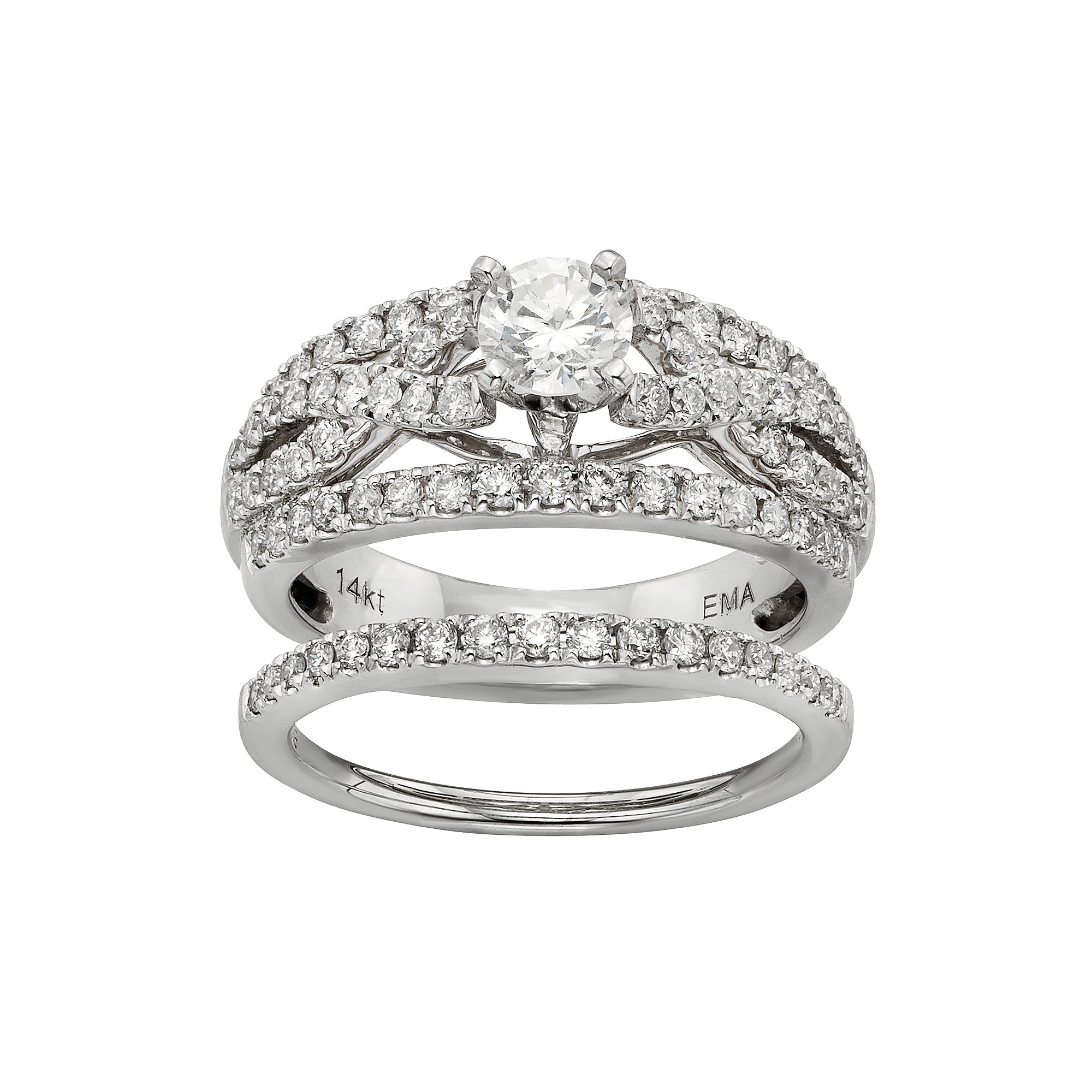 The Regal Collection IGL Certified Diamond Crisscross Engagement Ring Set i