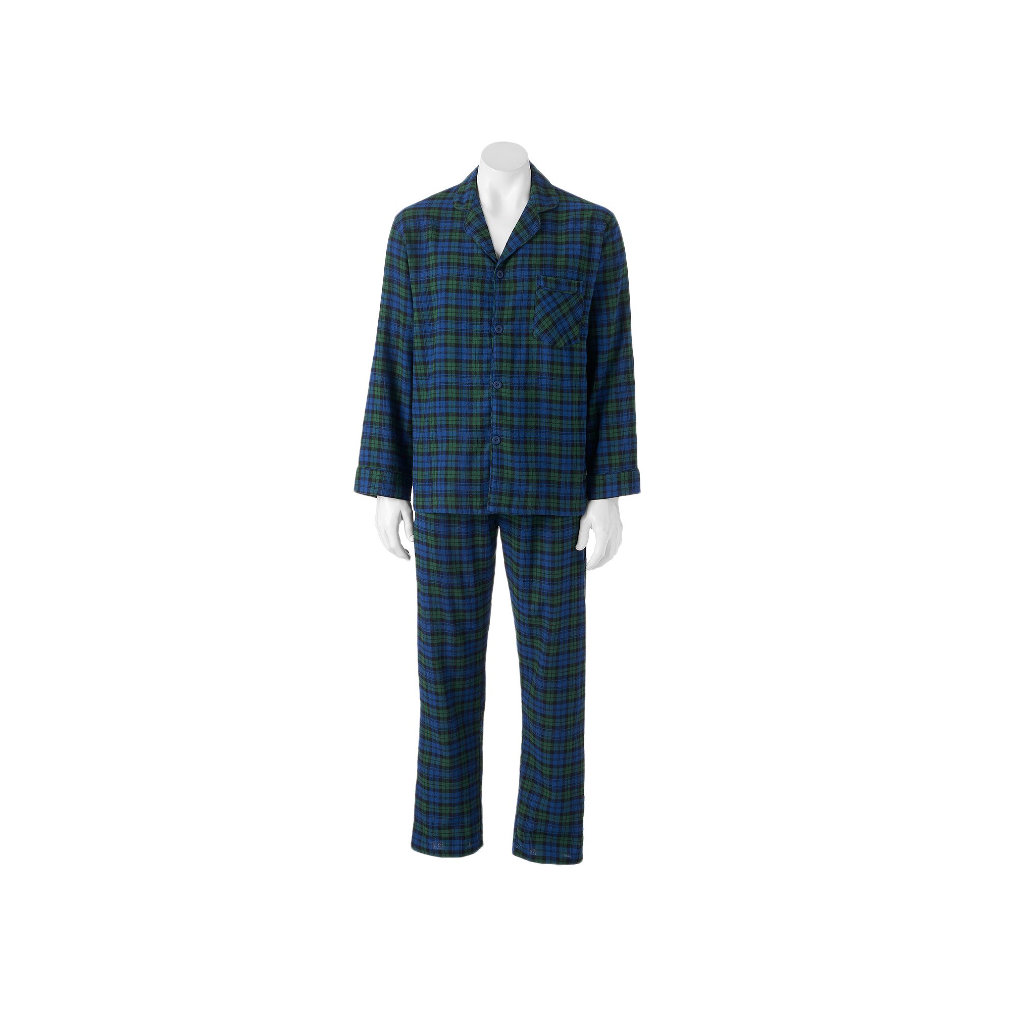 Big & Tall Hanes® Plaid Flannel Pajama Set, Mens, Size: XXL, Blackwatch P