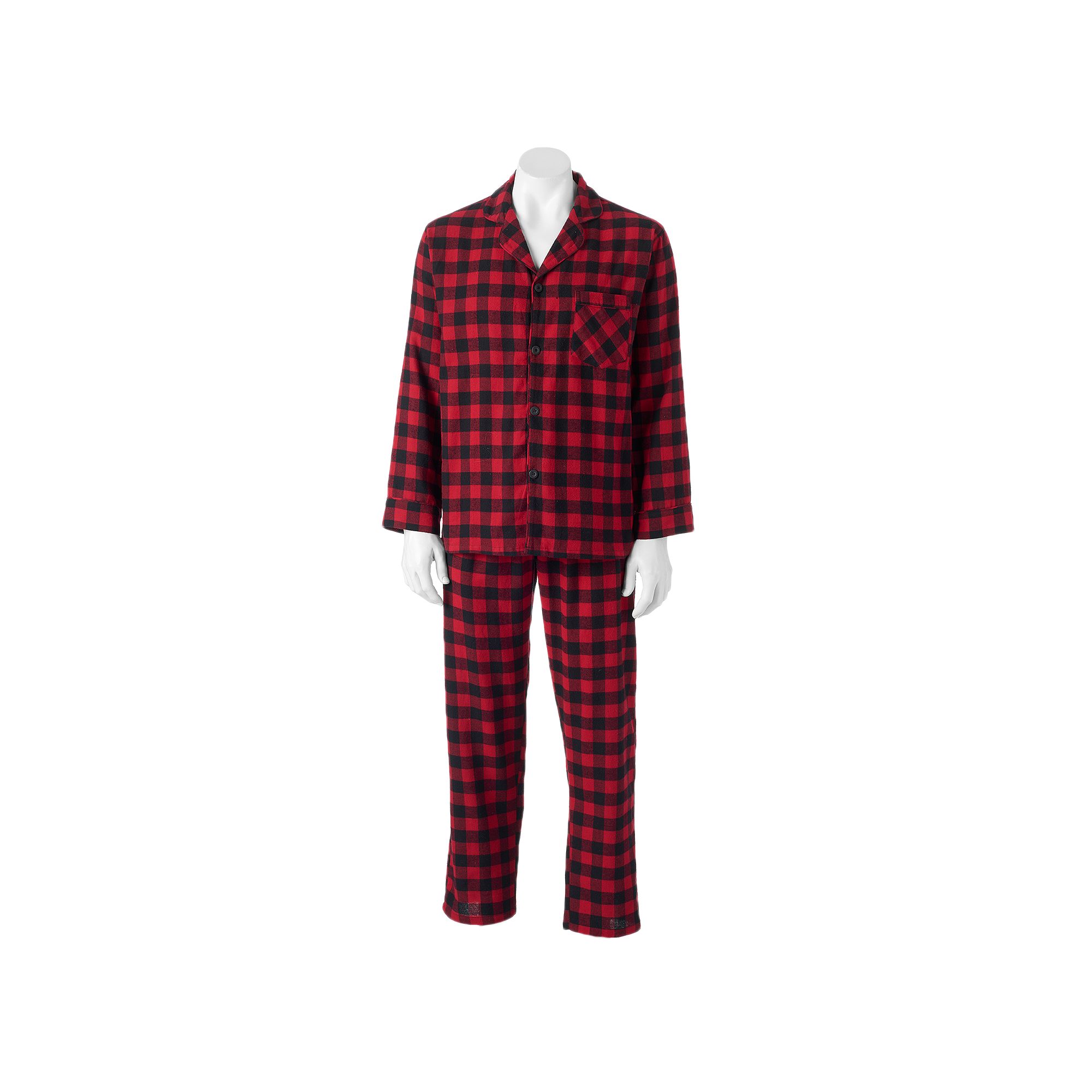 Big & Tall Hanes® Plaid Flannel Pajama Set, Mens, Size: XXL, Red Black