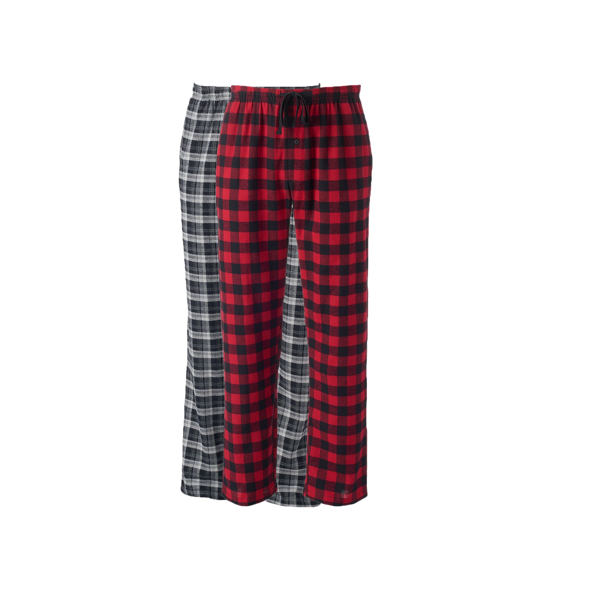 Big & Tall Hanes® 2 Pack Plaid Flannel Pajama Pants, Mens, Size: XXL, Red