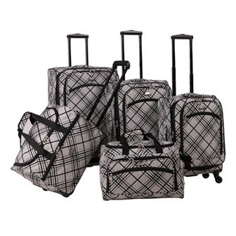American Flyer Silver Stripes 5 pc Spinner Luggage Set