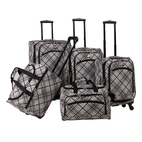 American Flyer Silver Stripes 5Piece Spinner Luggage Set