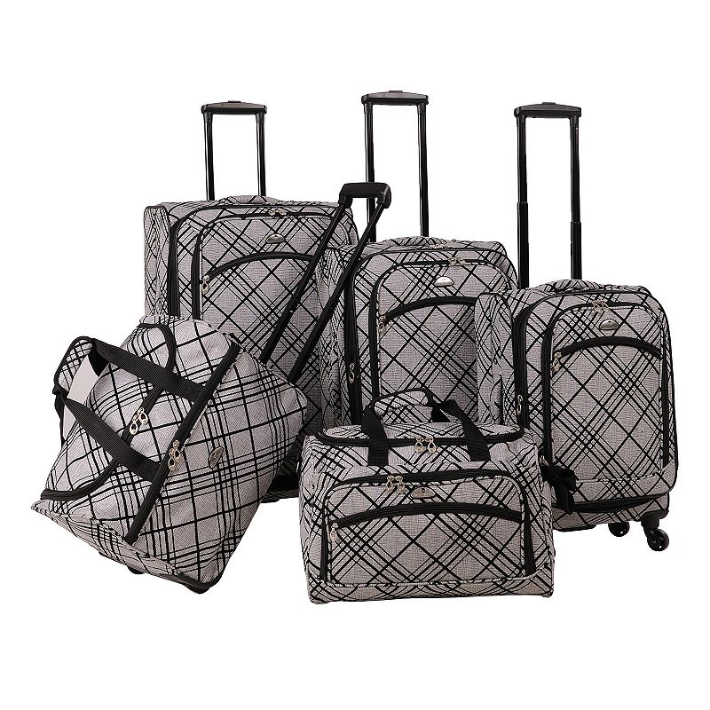 American Flyer Silver Stripes 5-Piece Spinner Luggage Set, 5 PC SET