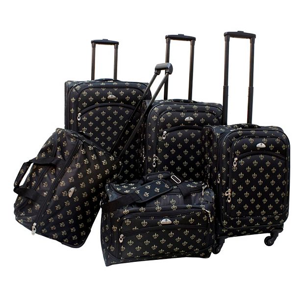 American Flyer Fleur de Lis 5 Piece Luggage Set Black