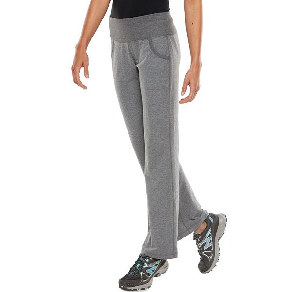 NEW yoga pants Tek Gear Shape stretch wide leg gray L polyester blend