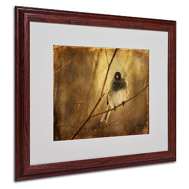 16'' x 20'' ''Backlit Birdie Being Buffeted'' Framed Canvas Wall Art by Lois Bryan