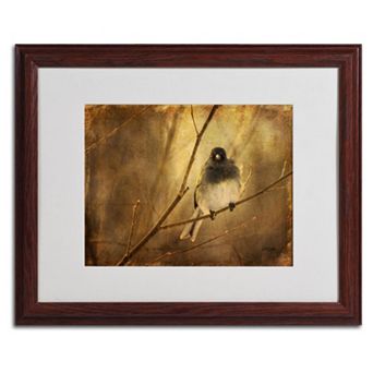 16'' x 20'' ''Backlit Birdie Being Buffeted'' Framed Canvas Wall Art by Lois Bryan