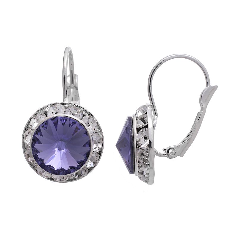 Illuminaire Crystal Silver-Plated Halo Drop Earrings - Made with Swarovski 