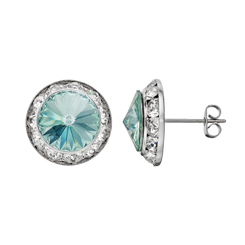 Illuminaire Crystal Silver-Plated Halo Stud Earrings - Made with Swarovski 