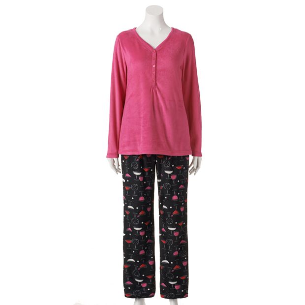 Women's Croft & Barrow® Pajamas: Fleece Sleep Top & Pants 2-Piece PJ Set